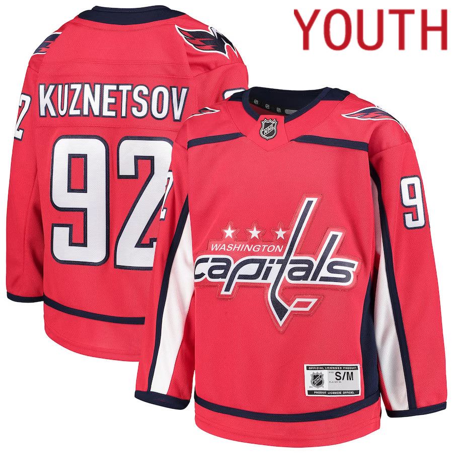Youth Washington Capitals 92 Evgeny Kuznetsov Red Home Premier Player NHL Jersey